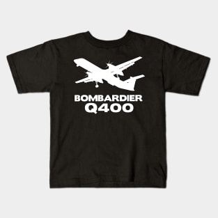 Bombardier Q400 Silhouette Print (White) Kids T-Shirt